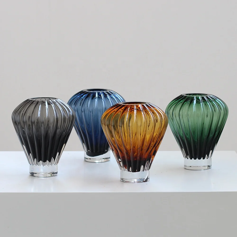 Bixuan Handblown Solid Color Glass Flower Arrangement Vase Unique Colorful Hot Balloon Shape Table Decor Centerpiece Vases