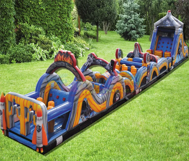 Outdoor large playground parcours du combattant gonflable bouncy castle inflatable obstacle course races