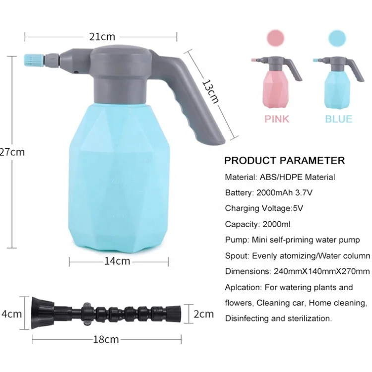 2L Garden Sprayer Tool  Automatic Electric Plant watering can bottle garden Sprayer bottle USB garden Watering Can Machine