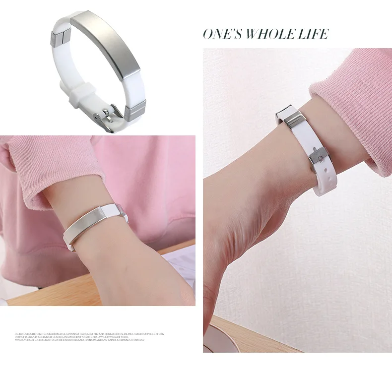 DAICY men women plain engraved soft stainless steel custom logo personalized name silicone bracelets