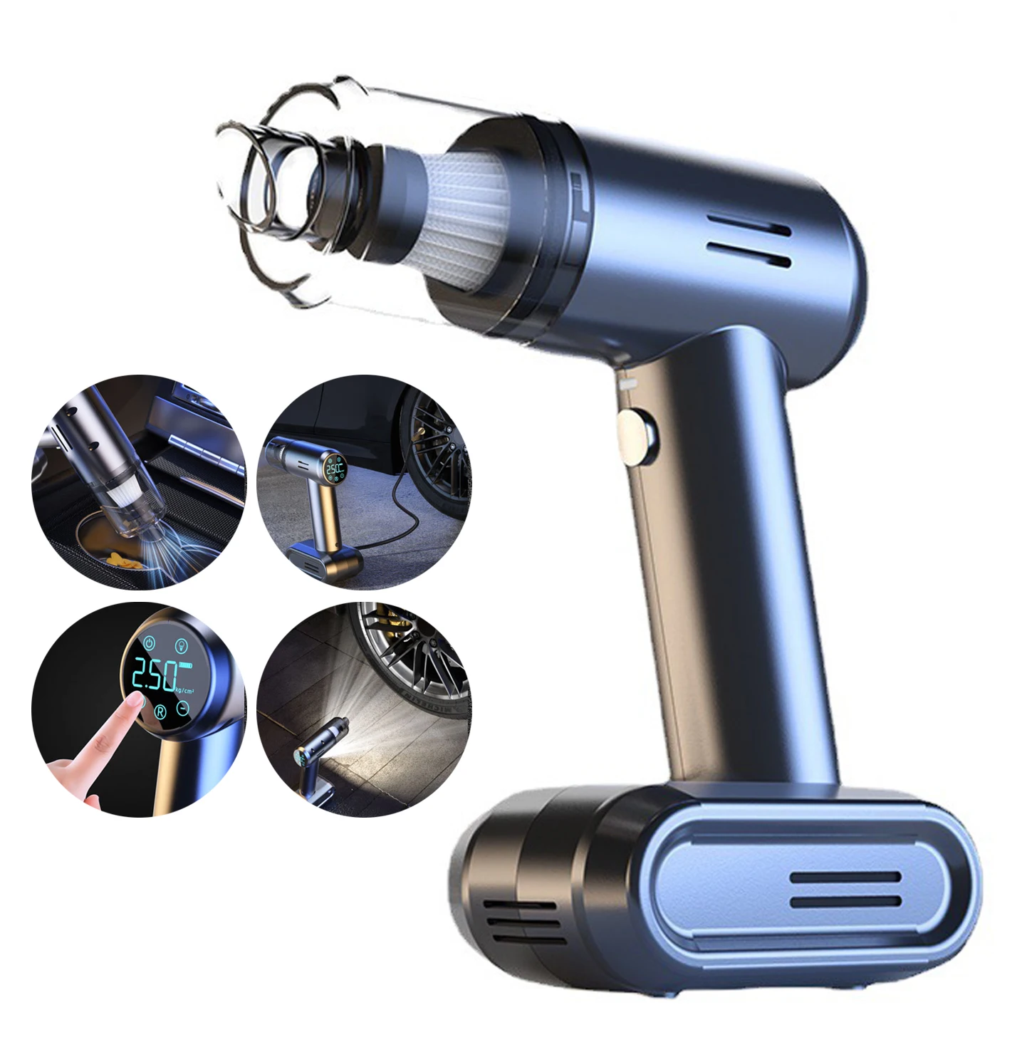 New Product Multi Functional Wireless Handheld  4 in 1 Portable Cleaner Vacuum Car Air Pump With Tire Compressor