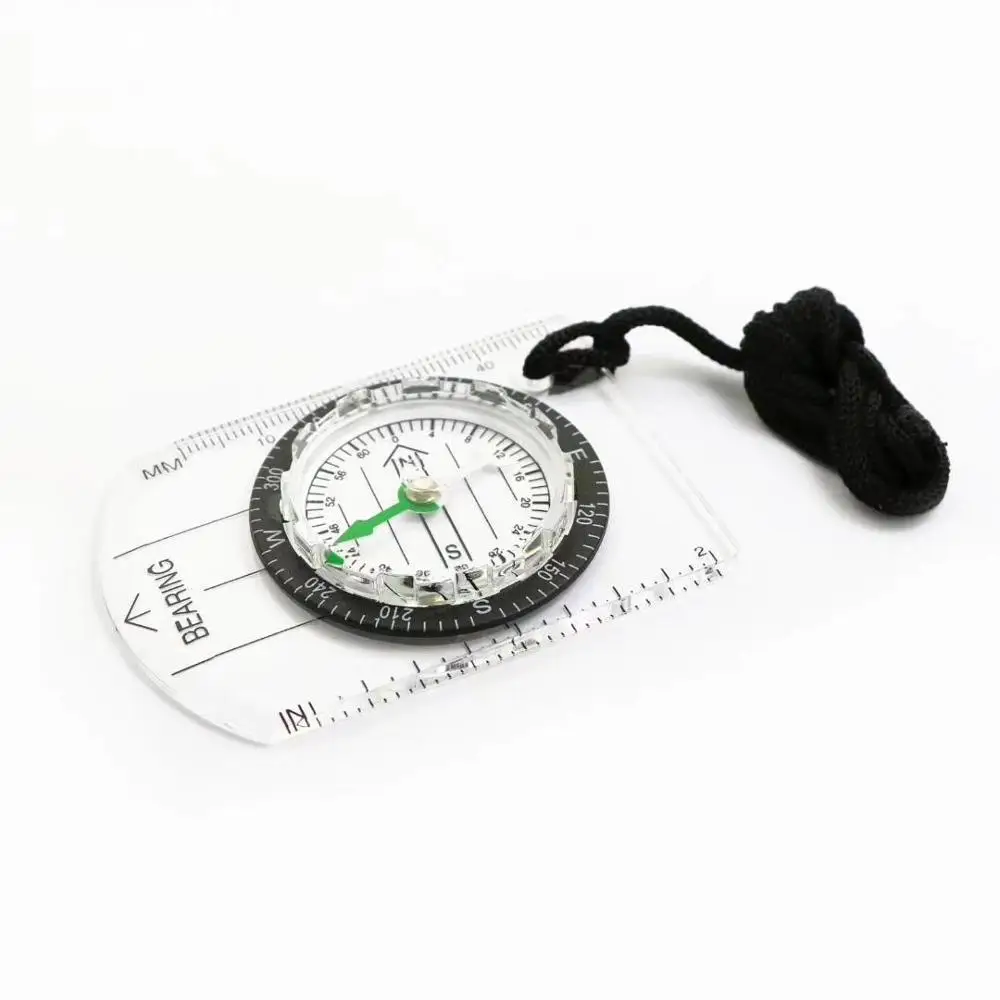 Light bottom plastic ruler compass map measurement compass for orienteering and survival hiking