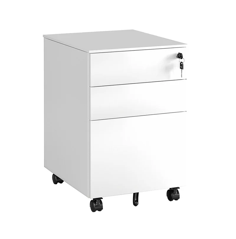 Underdesk 3-Drawer Movable Steel File Cabinet Height Adjustable Mobile Pedestal Lockable Rollers School Warehouse Workshop Hotel