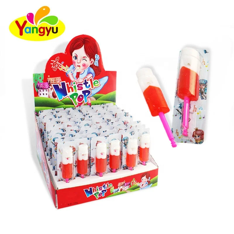 Funny Flute Whistle Sweet Fruity Flavors Hard Lollipop Candy