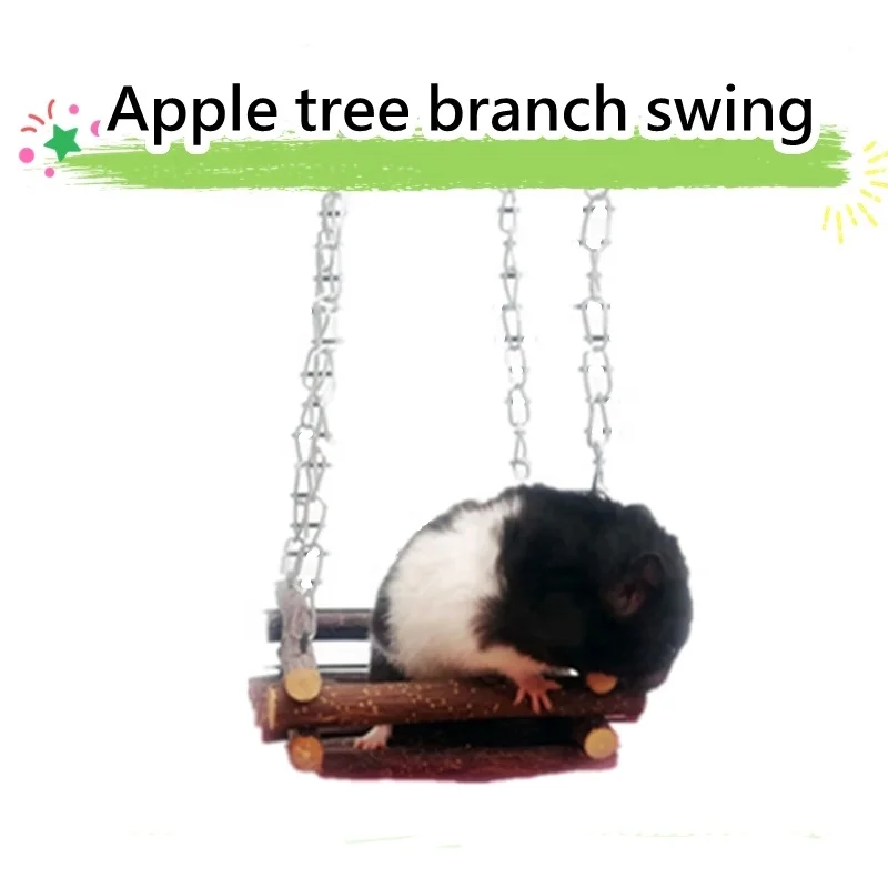 2020 China Wooden Branch Hamster Rabbit Bed Chinchilla Swing Squirrel Hammock Guinea Pig Pedal Small Pet Toy Molar Supplies