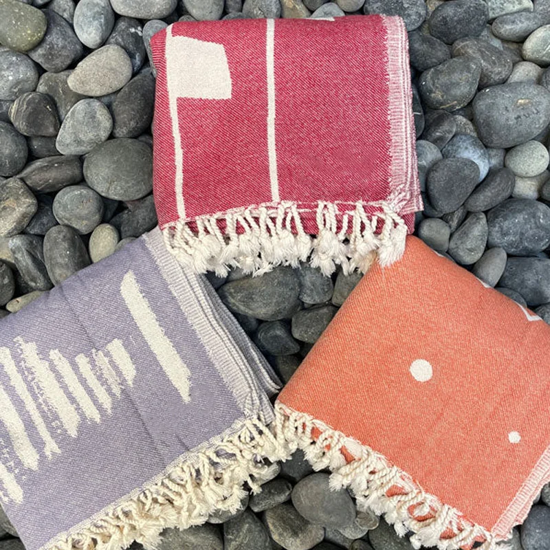 Custom Large Turkish 100% Cotton Absorbent Quick Dry Striped Blanket Beach Towel
