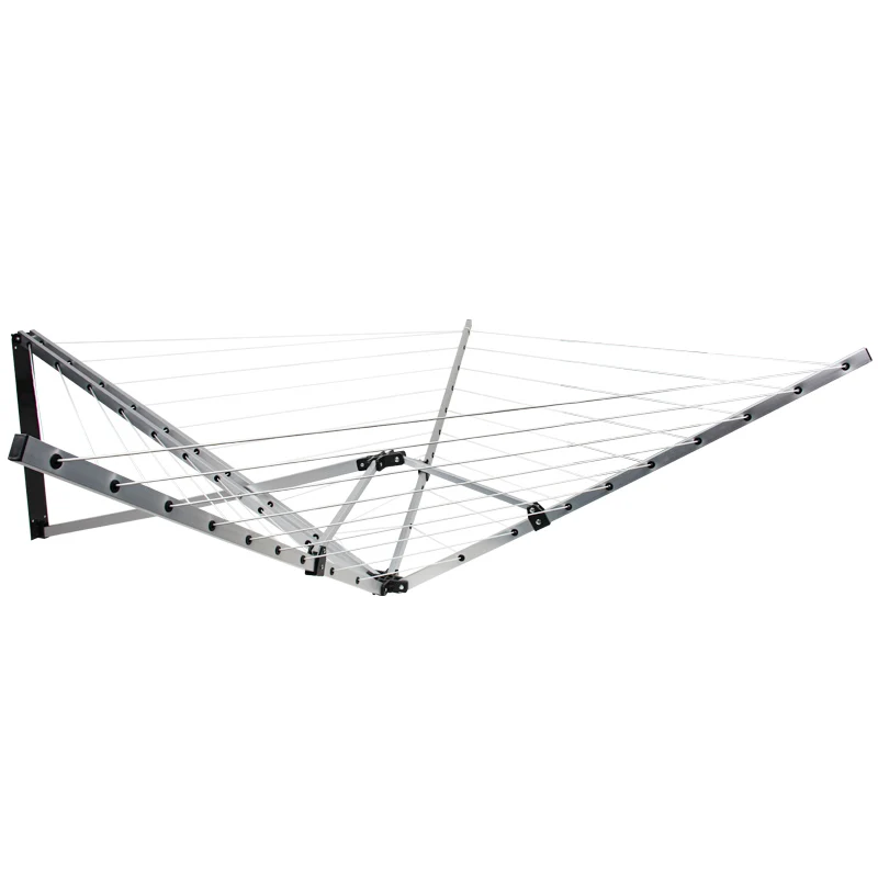 Folding Clothes Drying Rack Large Drying Space Wall Mounted Aluminum Outdoor Clothing Single Bathroom Clothing Organizer Polygon