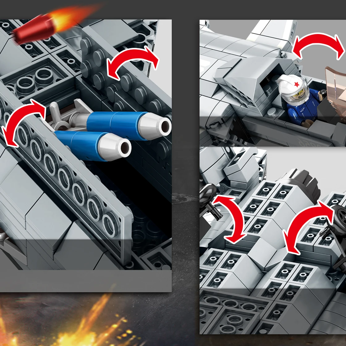 WOMA TOYS Enlighten Educational Star Sky Fighter Military WW2 Airplane Model Building Block Set Diy Bricks Juguet