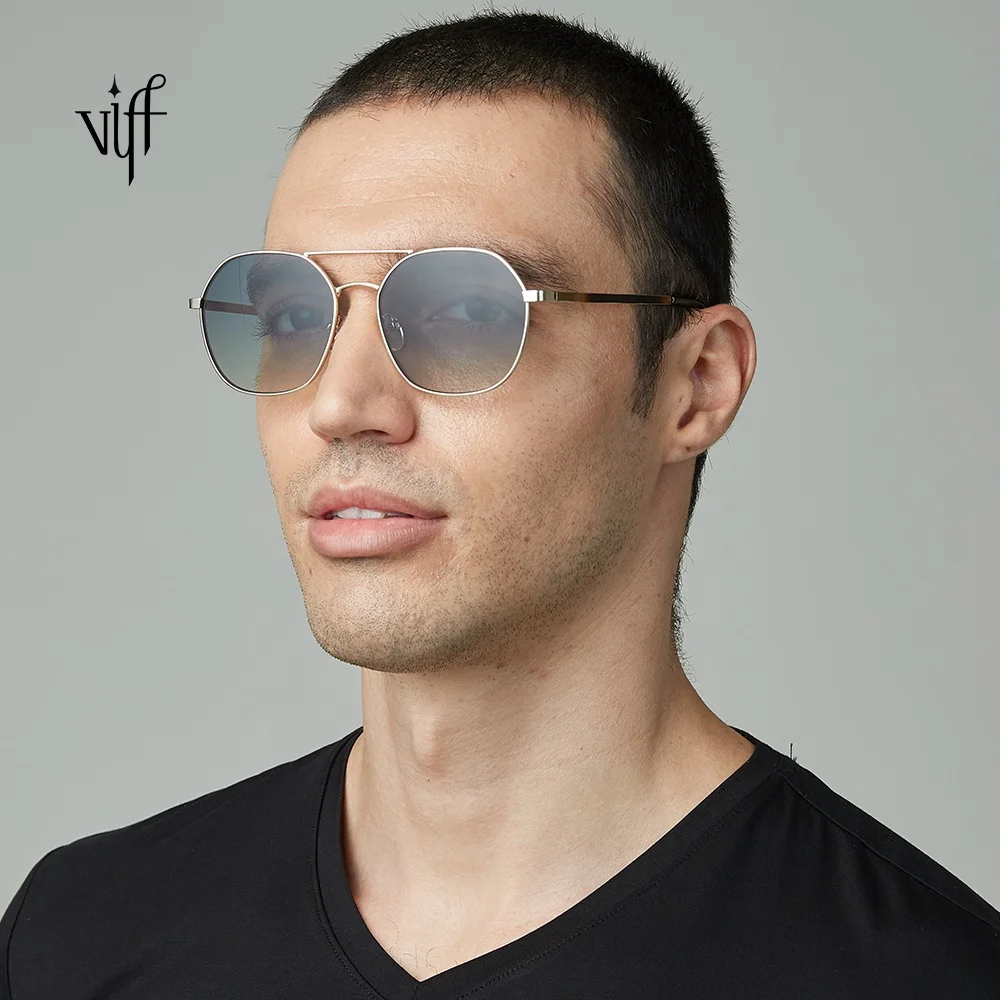 VIFF HM18254 Metal Geometric Fashion Sunglasses Custom Metal Frame Gradient Lens Sun Glasses Sunglasses for Men