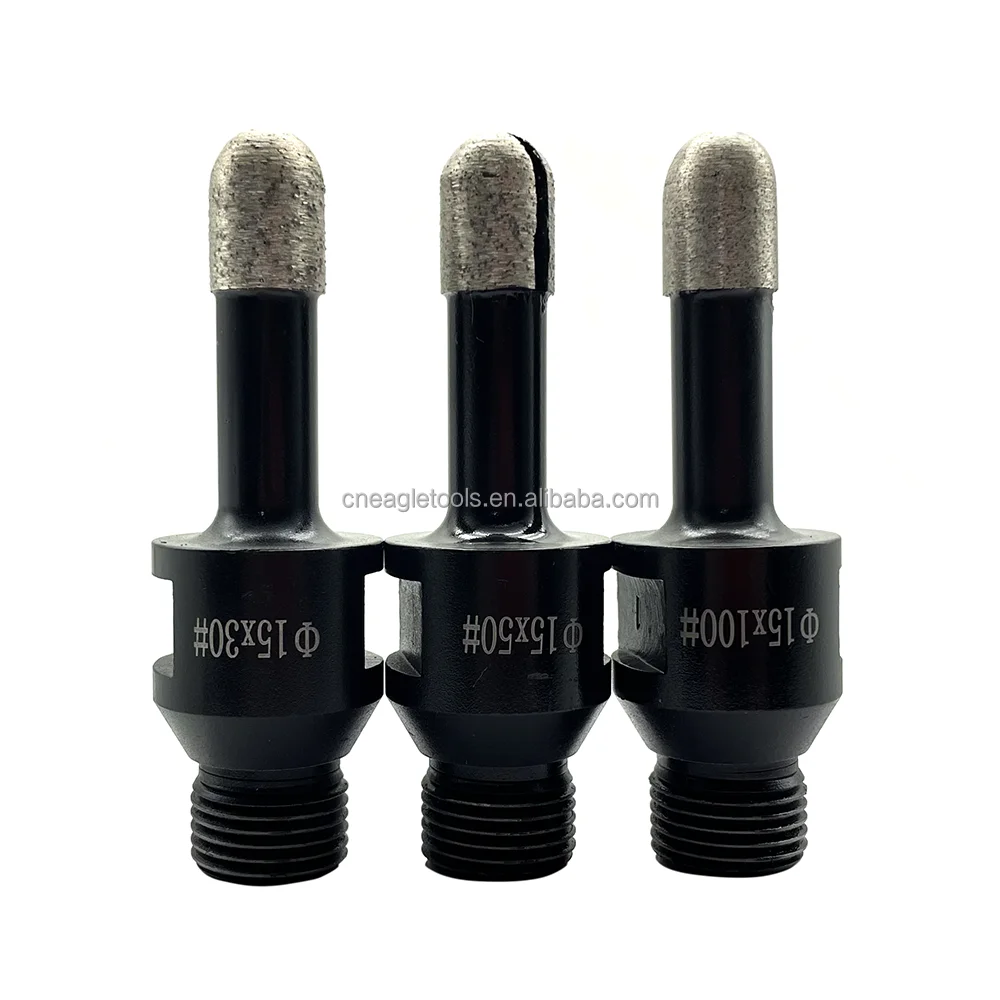 Crawnedeagle Half Ball Head Diamond Mill 10/12/16/20/25mm Diamond Finger Bits with Half Gas Thread for Granite Quartz