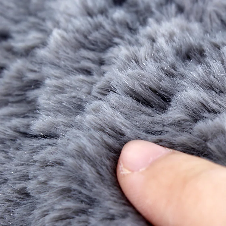 new design modern grey faux fur square footrest ottoman stool with metal frame legs