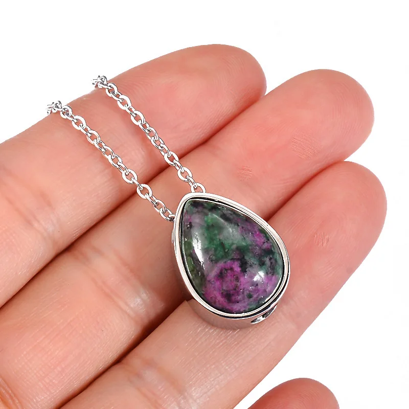 New Design Natural Stone Teardrop Keepsake Ashes Necklace Urn Pendant Cremation Memorial Jewelry Necklace for Human ashes