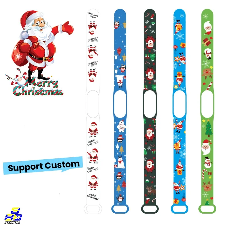 Christmas Series Color Printing Cartoon Silicone Digital Watch Band  Waterproof Kids Men And Women Sports Bracelet Watch