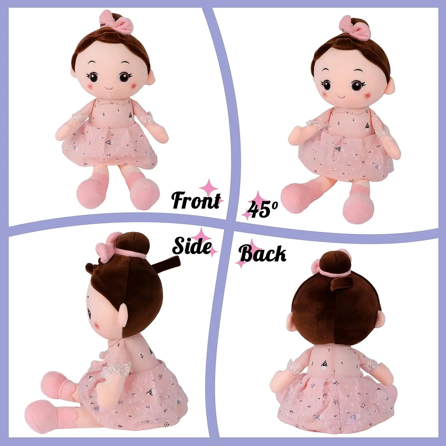 Stuffed Doll for Girl Soft Plush Snuggle Play Toy Sleeping & Cuddle Buddy in Dress Birthday Festival Baby Doll