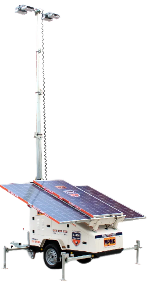 MPMC Mobile LED Light Tower Telescopic Mast Solar Light Tower  Portable Lighting Tower With 3/5 pcs PV Panel