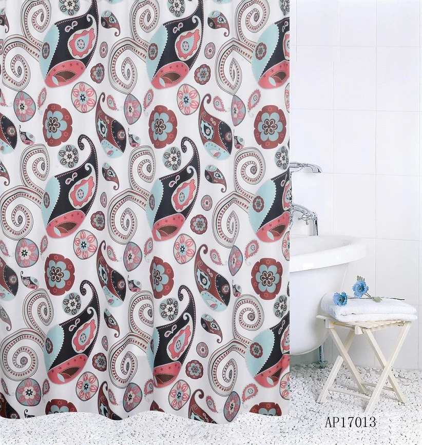 Hot Sell Digital Printing Mildew Resistant Soft Touch Waterproof Polyester Fabric Shower Curtain