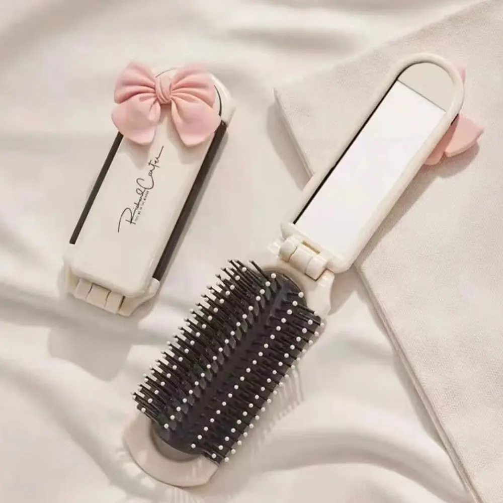 New Design Folding Hair Brush With Mirror For Pocket Hand Hairbrush Travel Pocket Portable Make Up Mirror Combs Black Fashion