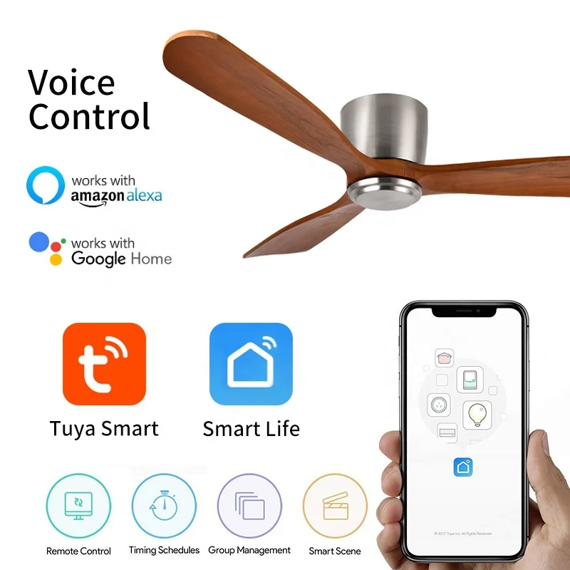 LED Ceiling Fans With Remote Modern Ceiling Indoor Fan Decorative Smart Remote Control  Wooden Ceiling Fans With Light