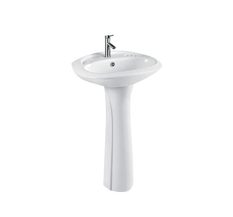 Factory Direct Pedestal Basin Ceramic Wash Art Basin Modern Porcelain Round Bathroom Sink Basins Wash Free Standing