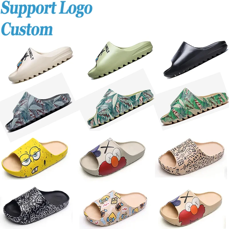 New design men and women custom logo comfortable no-slip breathable fashion slippers chunky casual slippers
