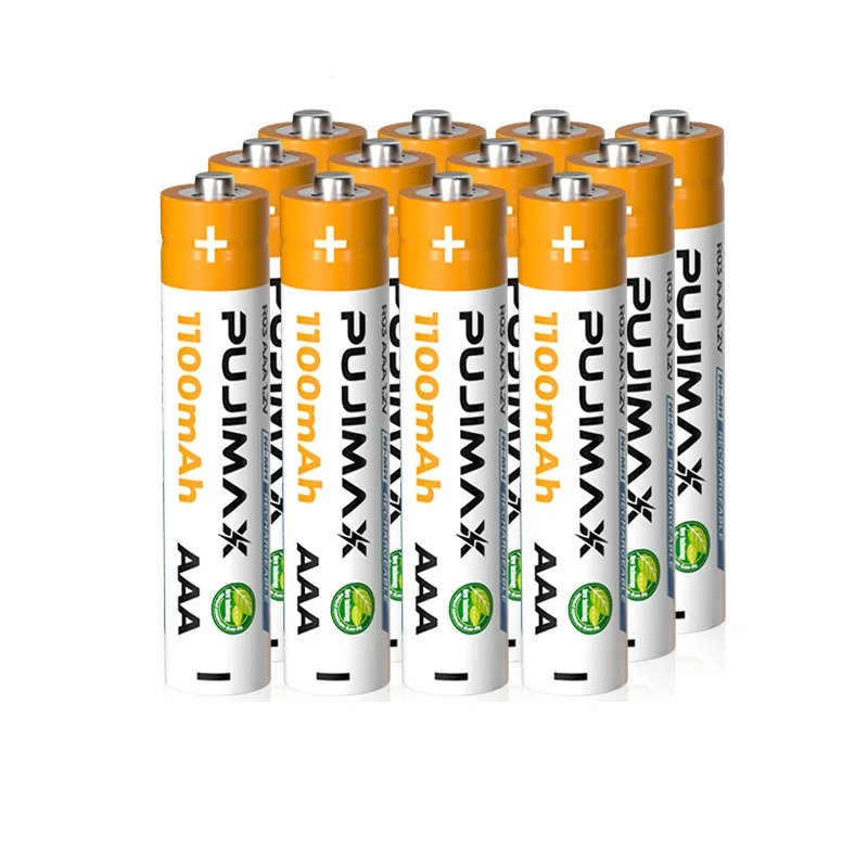 PUJIMAX Factory Wholesale Sell Battery Rechargeable 1100mAh 1.2V AAA Ni-MH Rechargeable Battery For Camera Microphone Flashlight