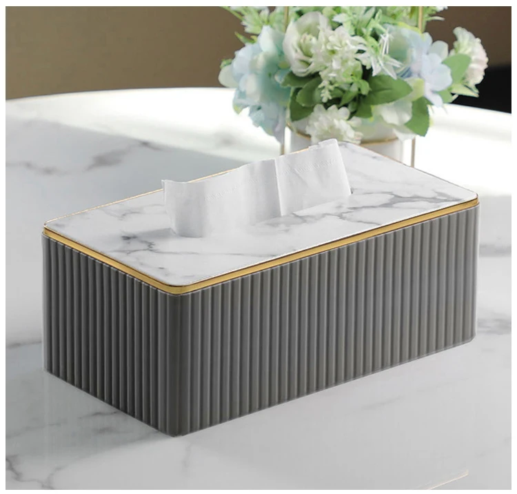 MAVOBO New Arrival Luxury Kitchen Bathroom Office Home Decor Black Leather Tissue Holder