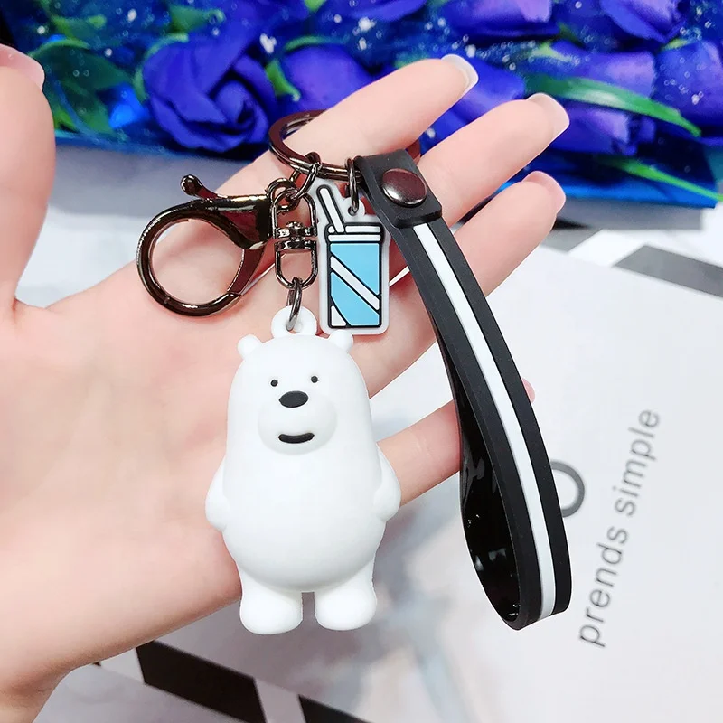 
Wholesale Creative Couple Keyring 3D Solid Doll Cute Cartoon Character We Bare Bears Keychain 