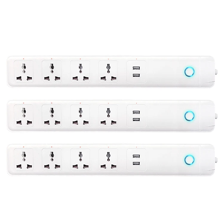  Most Popular Many 10A Tuya Wifi Smart Power Strip German Plug 4 AC Outlets and 2 USB Ports Universal Extension