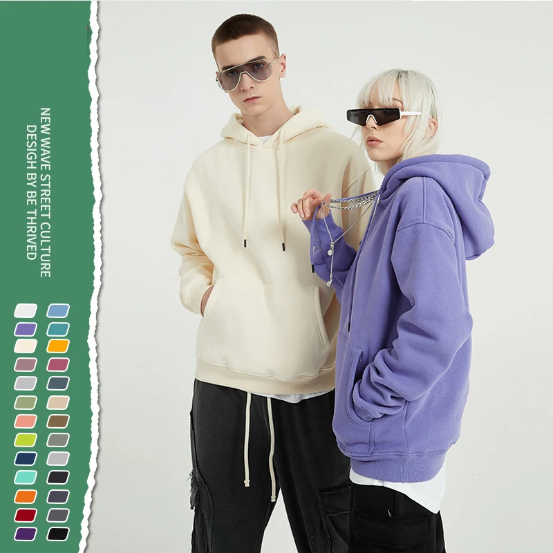 OEM ODM Custom Unisex 100% Cotton 500gsm Hoodie Oversized Plus Size Pullover Hoodie Print Embroidery Logo For Men Women