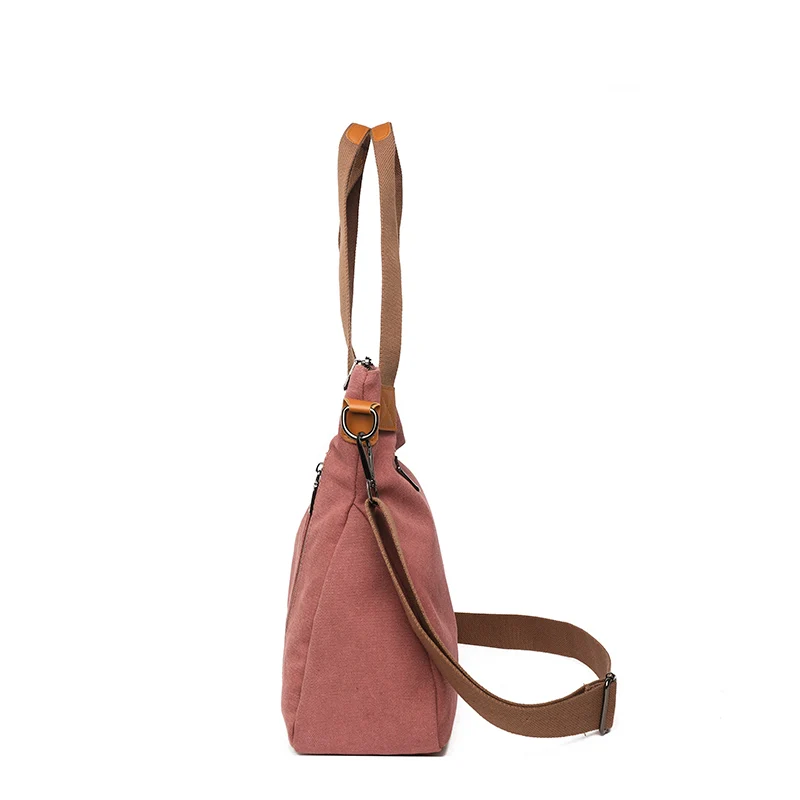Women Canvas Multi-function Shoulder Bag Female Solid Color Travel Tote Simplicity Large-capacity Outside Crossbody Bag