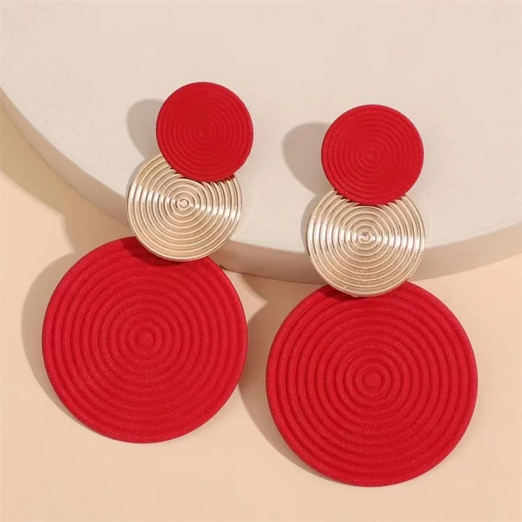Wholesale Customized Copper Spray Painted Earrings Round Pendant Earrings Women Jewelry Accessories