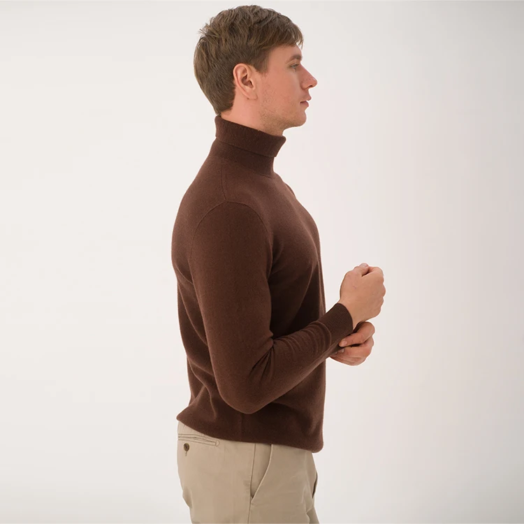 2023 Factory Price Fashion Simple Wholesale Knitted Solid Turtleneck Luxury 100 % Cashmere Sweater Men