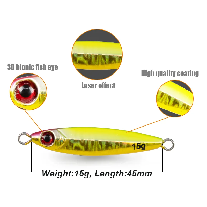 THORFORCE 35mm/45mm 7g/15g Luminous Metal Jigs Sea Fishing Slow Pitch Jig Lead Bait saltwater jigging fishing lures