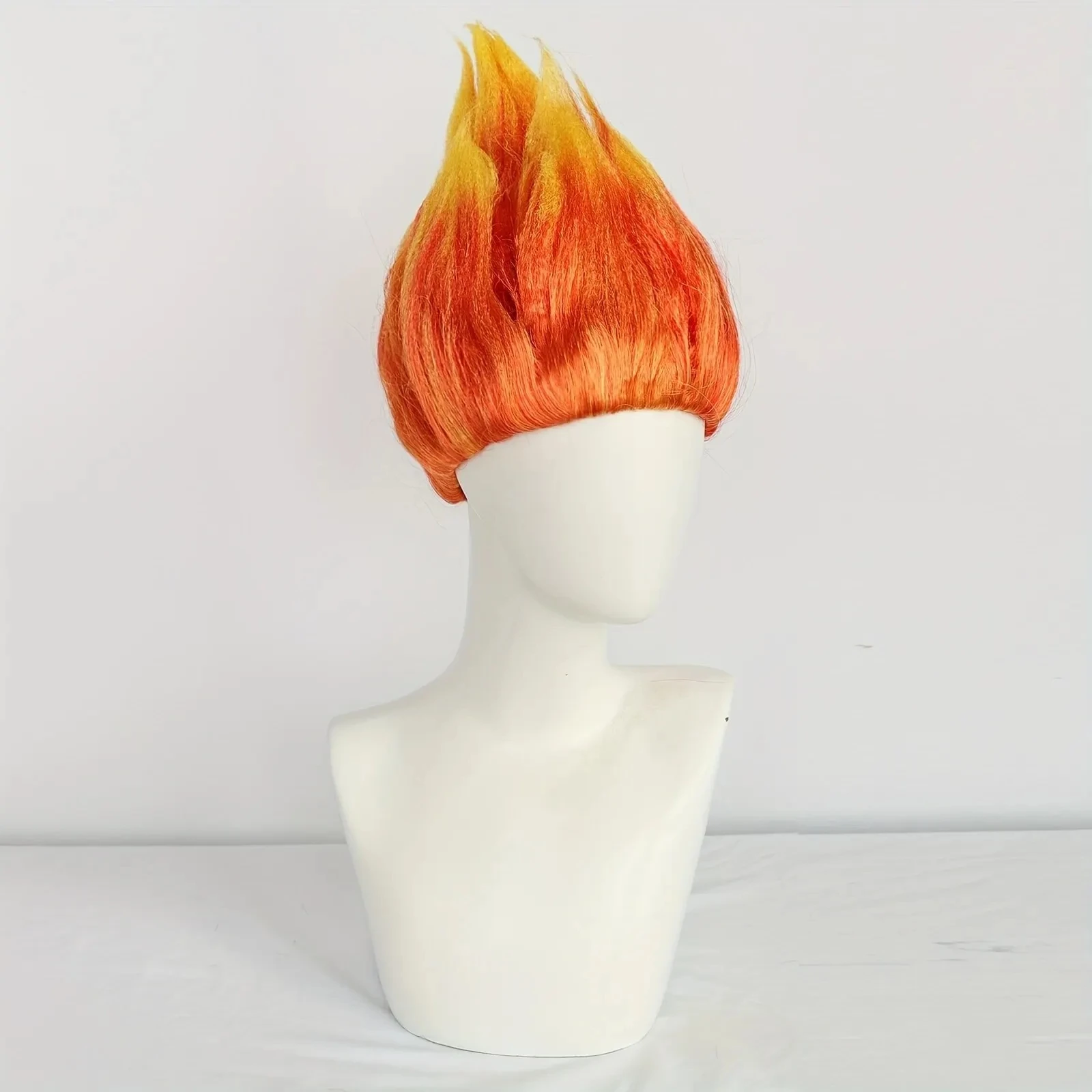 Flame Costume Wig Pre-Styled Anger Fire Wig Two Tone Orange and Yellow Stylish Flame Wig Spiky Halloween Cosplay Party