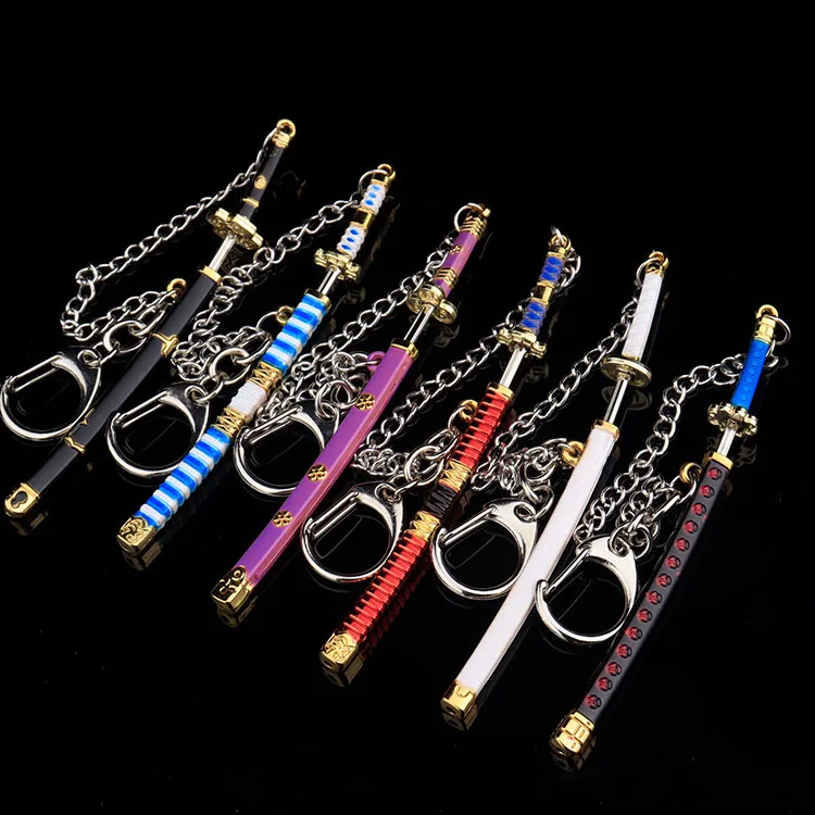 Zoro Sword Anime One Piece Katana Keychains 9cm Metal  Weapon Sword Keychain Katana KeyChains