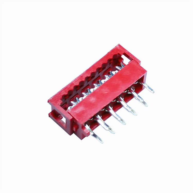 Red 1.27*1.5mm 2.54 Pitch Micro Match IDC Male Connector Crimp Cable Dip Type 2*5p For Flat Cable