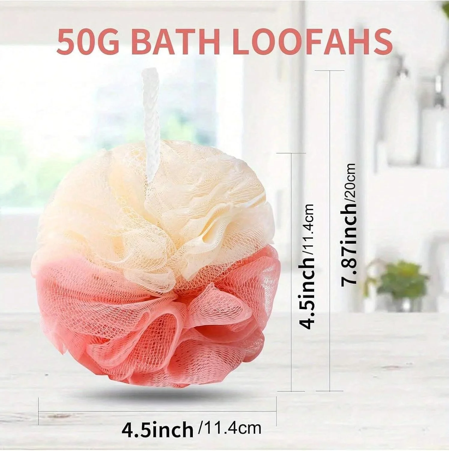 50g Colourful Bathing Loofah Pouf Body Exfoliating Bath Sponge Durable Bath Brushes Loofah Eco Friendly