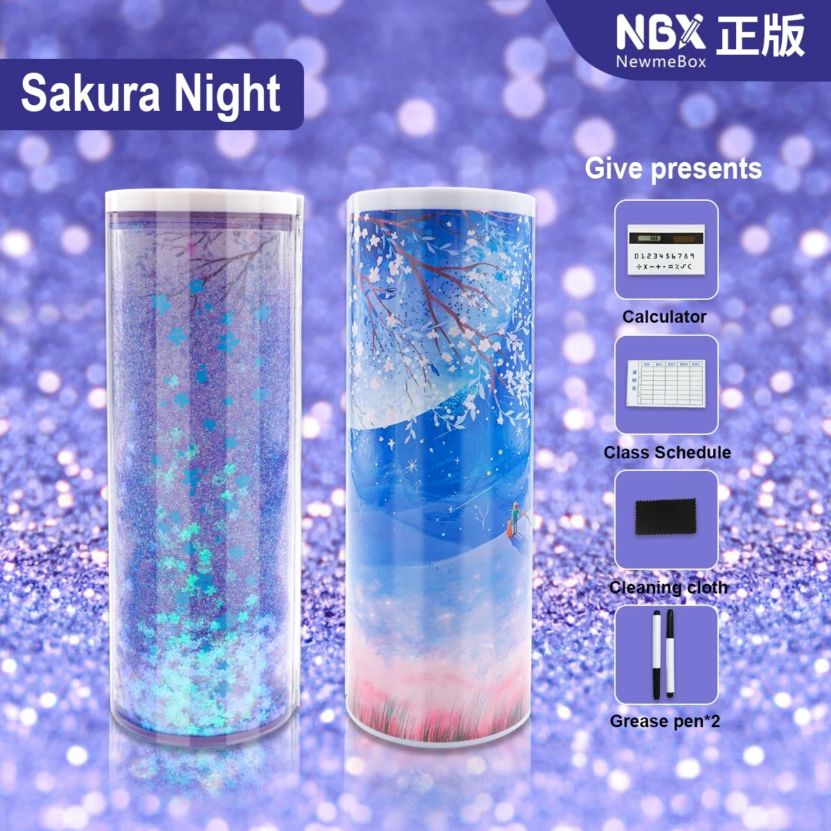 
NBX High-tach Pencil Case Large Capacity Pencil Box Quicksand Translucent Creative Cylindrical Pen Holder Kid Fancy Stationery 
