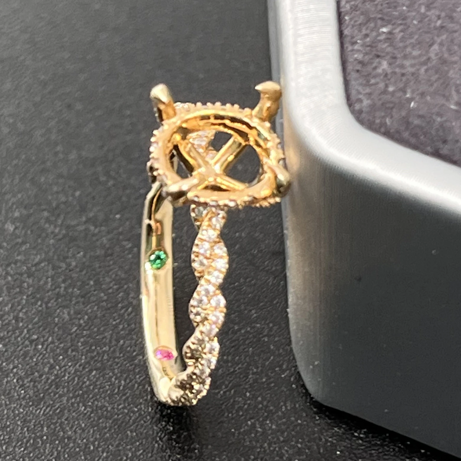 Custom 9K 10K 14K 18K Solid Gold Ring Setting Semi Mount Engagement Ring White Gold Semi Mounting Ring