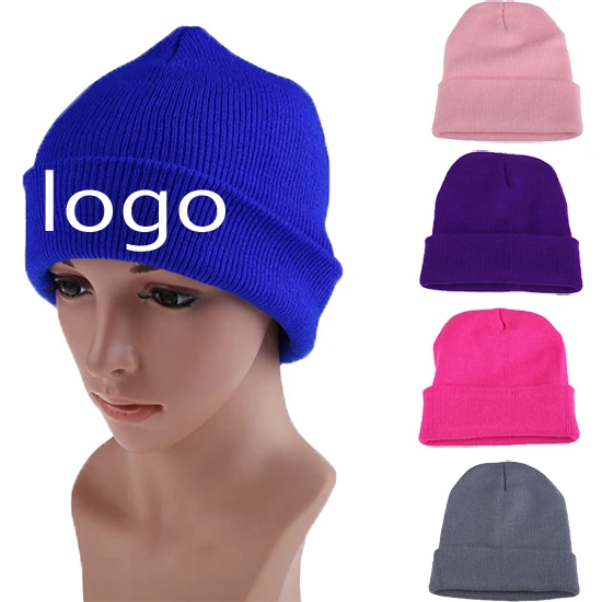 2021 newest unisex high quality custom embroidery logo pompom fashion leather patch sports beanies winter knit hats