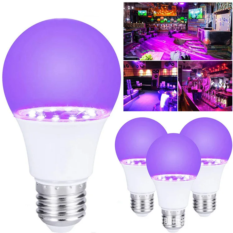 AC 365nm 220V fluorescent aluminum coated bulb LED purple light plastic UV black bulb lights 9w