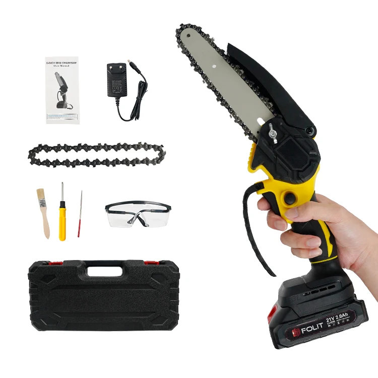 Ready to ship TY-0602 21V lithium battery portable 6inch guide bar brushless motor handheld pruning chainsaw saw chain
