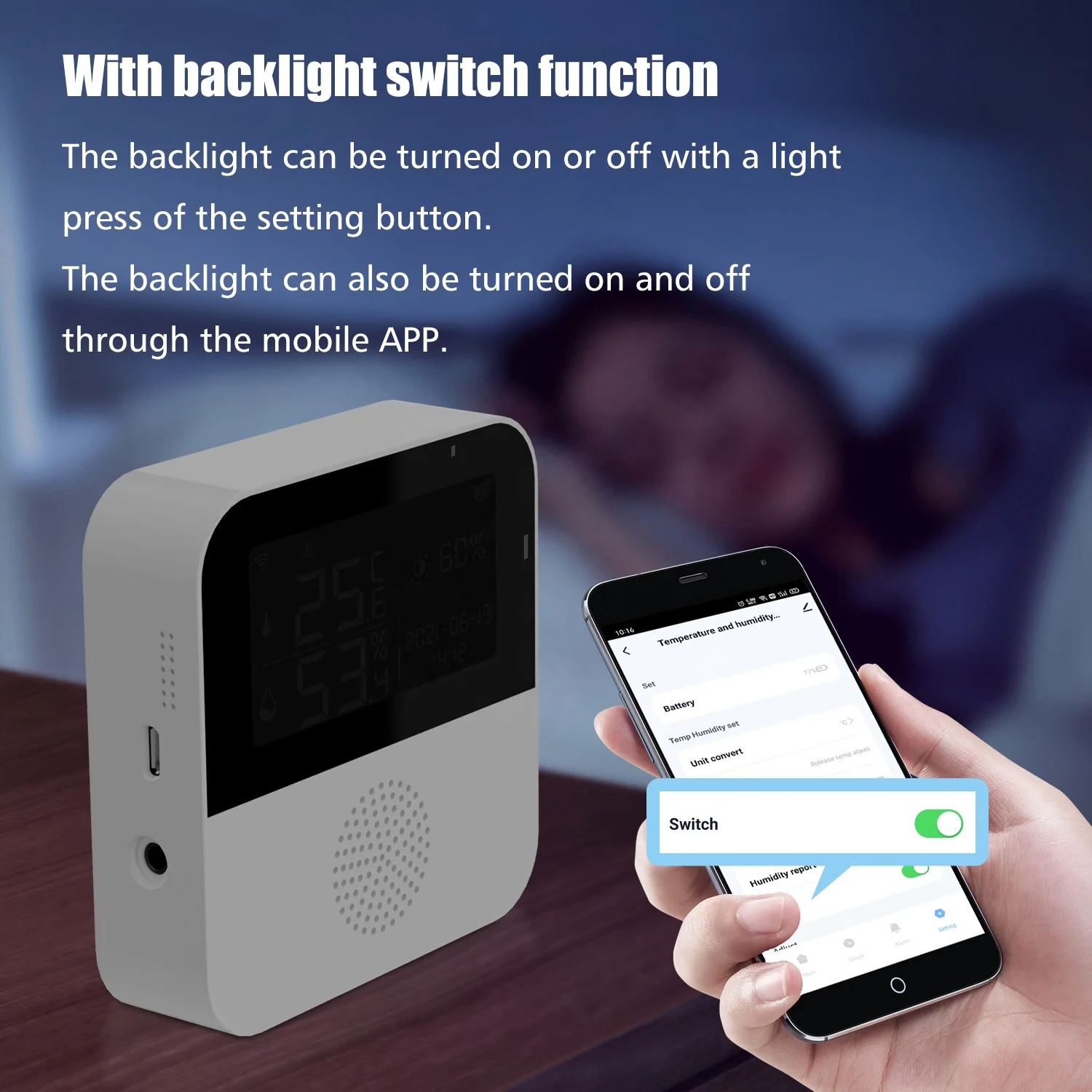 Tuya APP Smart Home Brightness Indicator Amazon Alexa Google Assistant LCD Display WiFi Digital Temperature Humidity Sensor