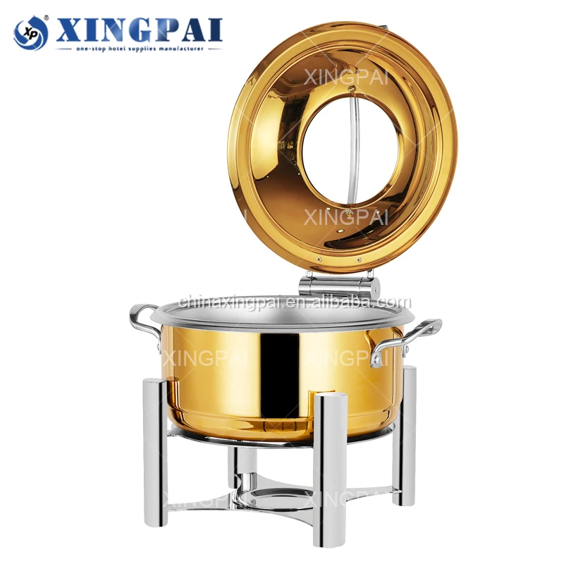 XINGPAI arabic restaurant hotel supplies chafing dish buffet set luxury gold chafing dish with stainless steel base