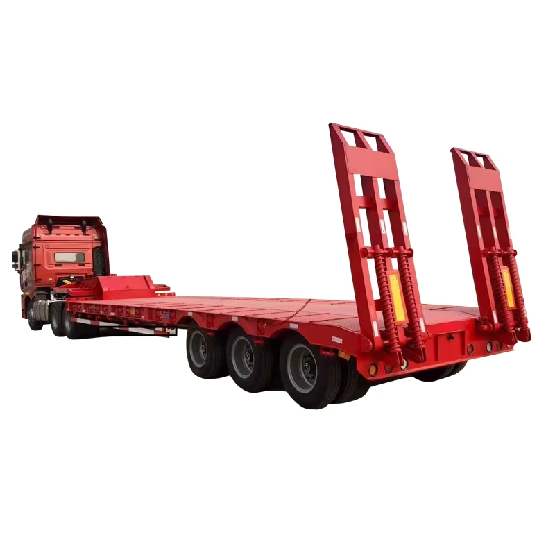 New 3 axles 60-100 ton lowboy semi trailer lowbed truck trailer low bed trailer