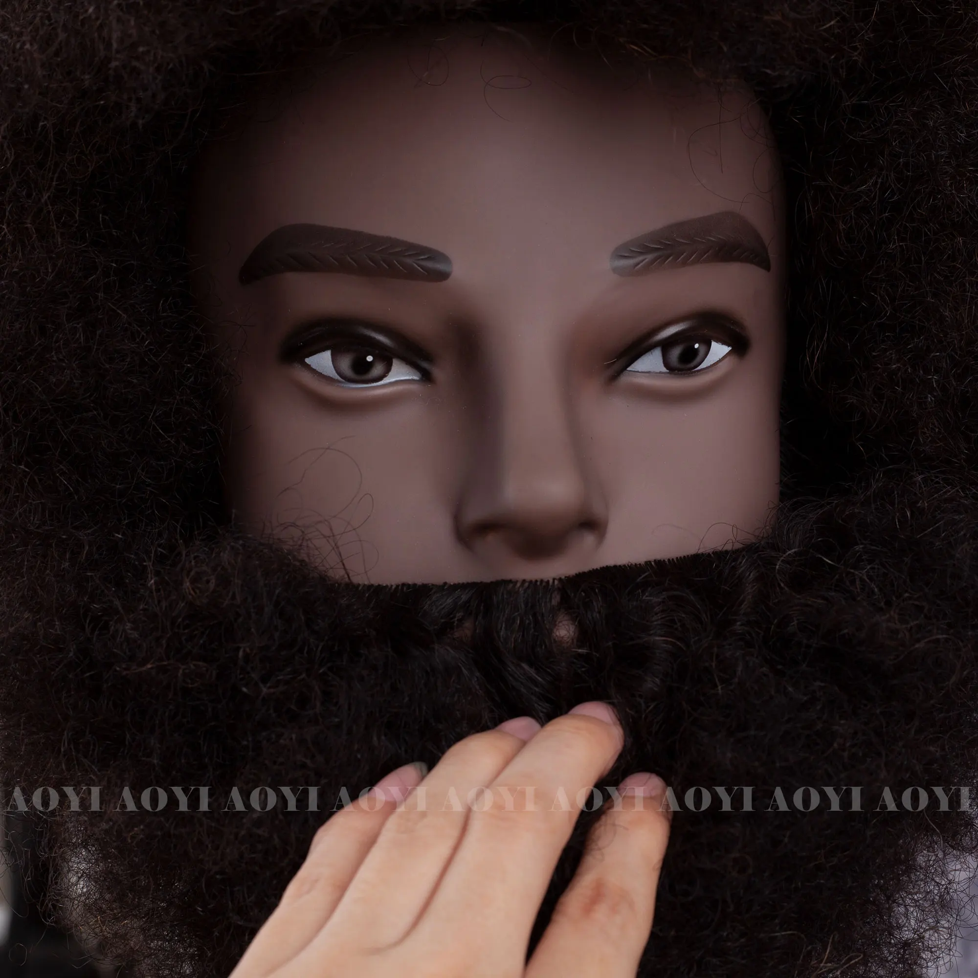 6 дюймов черный мужской baber afro настоящие человеческие волосы манекен тренировочная голова с бородой