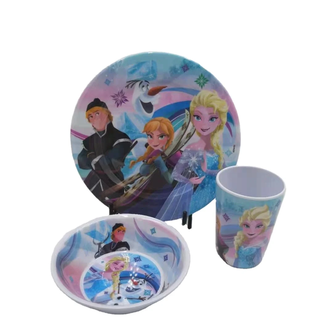 BPA Бесплатная детская безопасная меламиновая посуда, наборы по индивидуальному заказу, оптовая продажа, наборы посуды vajillas, мультяшная меламиновая посуда, наборы