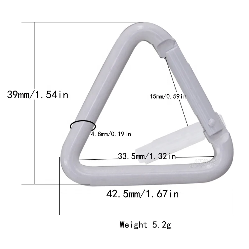 baichao 5# white triangle Aluminum alloy Logo can be customized  spring hook carabiner