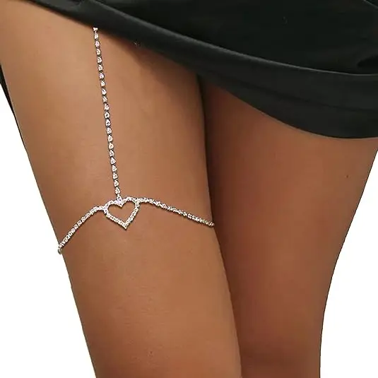 Rhinestone Tassel Leg Chain Multi-layer  Thigh High Chain Elasticity Crystal Leg Chain Harness Accessories Jewelry for Women