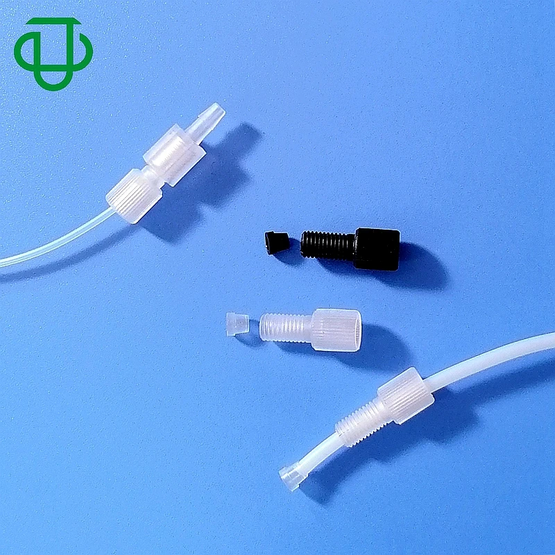 JU PTFE Rigid Tubing Quick Coupling Tube Connector Plastic 1/4-28UNF Threaded Ferrule Flangeless Pipe Fittings